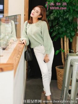2016韩版棒针编织款毛衣穿着温暖又迷人