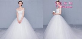 韩式一字肩新娘礼服 漂亮迷人让你做最美新娘