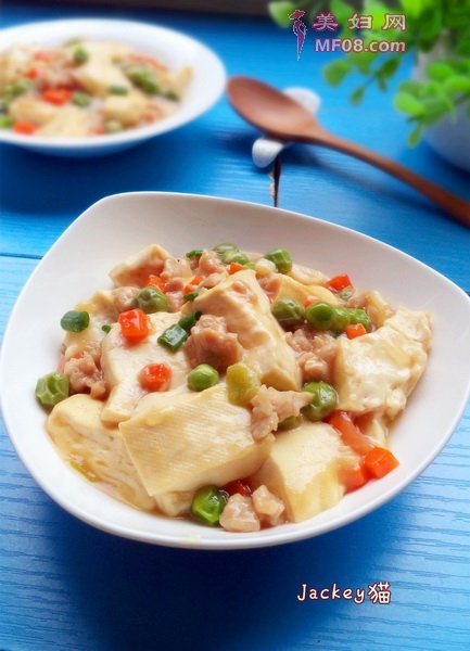 豌豆肉末烧豆腐的做法