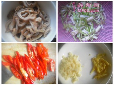 芹菜炒卤猪肚步骤1-2