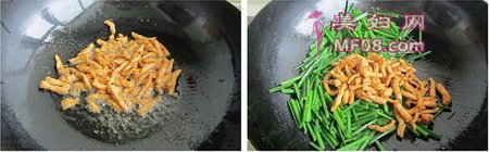 韭菜苔炒肉丝步骤2