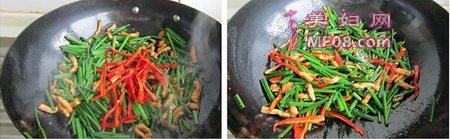 韭菜苔炒肉丝步骤3-4