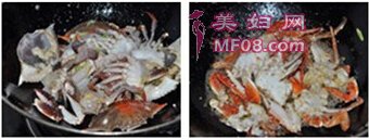 梭子蟹炒菜花步骤5-6