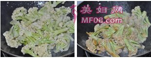 梭子蟹炒菜花步骤7-8