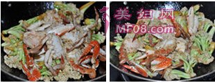 梭子蟹炒菜花步骤9-10