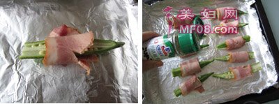 培根秋葵卷步骤3-4