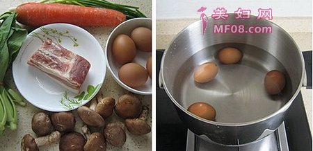 胡萝卜香菇卤肉饭步骤1-2