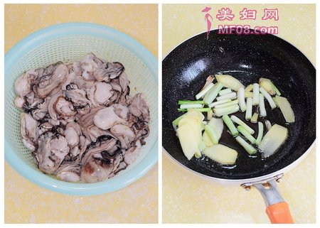 葱姜炒牡蛎步骤3-4