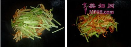 肉丝炒金虫草杏鲍菇香芹步骤7