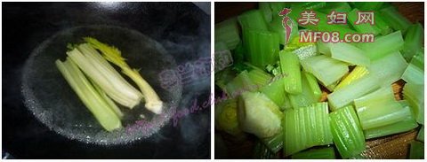 香干西芹拌花生米的做法步骤1""