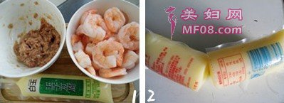 肉末豆腐蒸虾仁步骤1-2