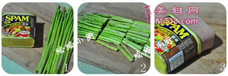 午餐肉炒芦笋步骤1-3