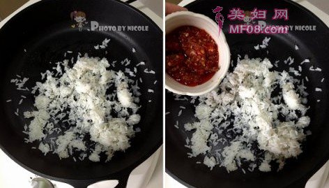 香辣酱肉炒饭馅饼步骤3-4