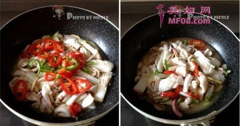 蘑菇炒鱿鱼步骤5-6