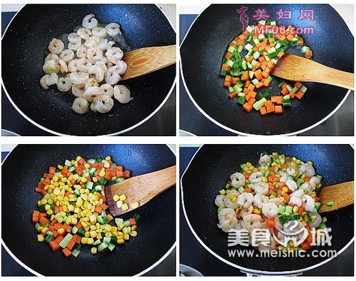 三色炒虾仁步骤4