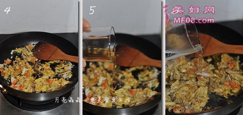 炒蟹粉步骤4-6