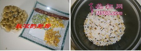 杂粮腊肠菜饭的做法