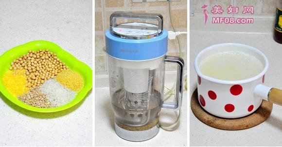 早餐吃点啥？--鸡蛋土豆丝饼+五谷豆浆+火腿+水果+坚果1
