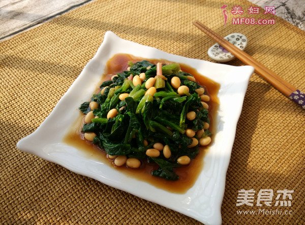 菠菜拌黄豆的做法