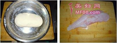 龙俐鱼猪肉馅水饺的做法步骤1-2