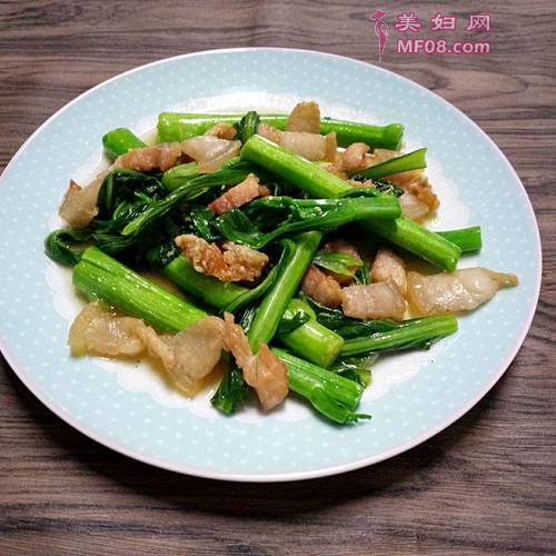 菜心炒肉的做法
