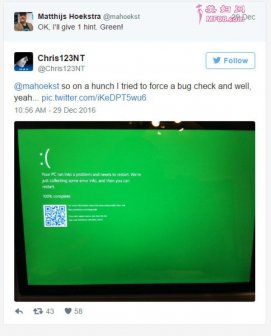 Windows 10预览版惊现死机绿屏画面