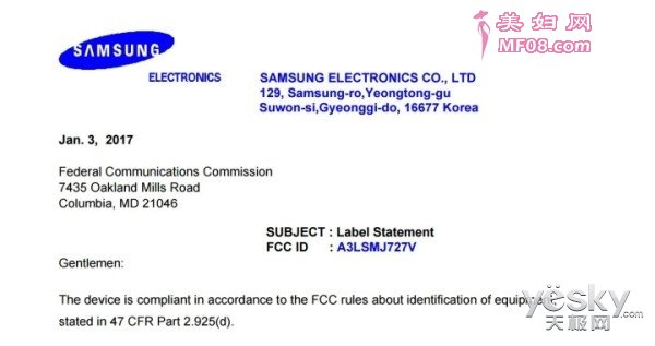 Galaxy J72017FCC֤:MWC