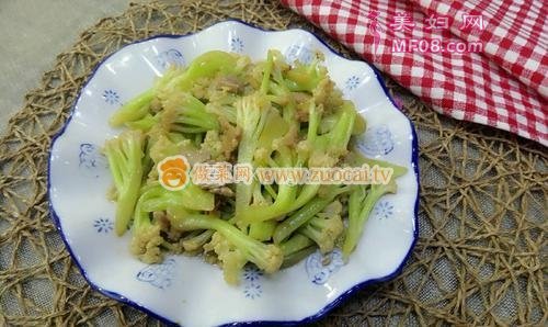 有机菜花炒肉的做法