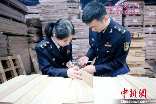 湖州检验检疫局工作人员对出口地板生产企业进行日常监管 湖州检验检疫供图 摄