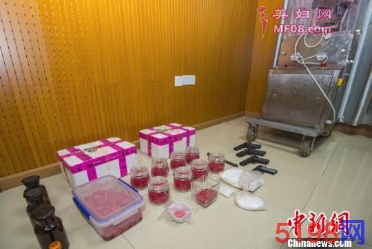 图为，警方查获毒品、抢支及制毒设备 冯威 摄