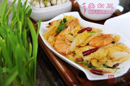 白菜炒虾的做法