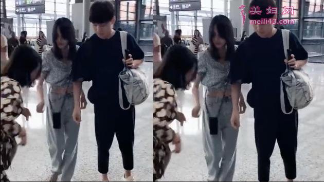 郑爽与男友张恒在机场被路人偶遇