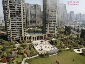 杭州湖头陈花苑小区发生火灾现场图 现场火势熄灭